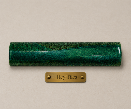 Fujiwa Lunar Series: 1" x 6" Emerald Glazed Porcelain Bead Molding Trim Tile