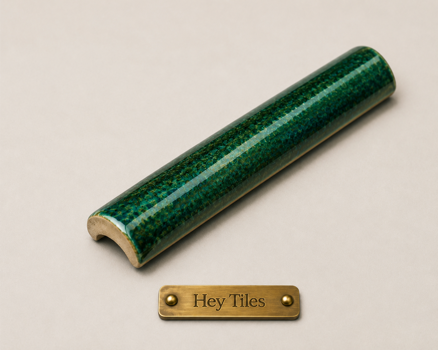 Fujiwa Lunar Series: 1" x 6" Emerald Glazed Porcelain Bead Molding Trim Tile