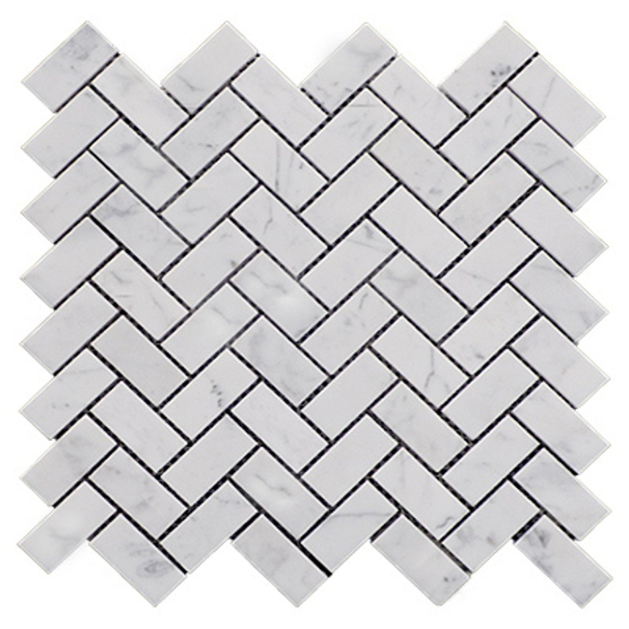 1x2 Carrara White Herringone Mosaic Tile - Hey Tiles