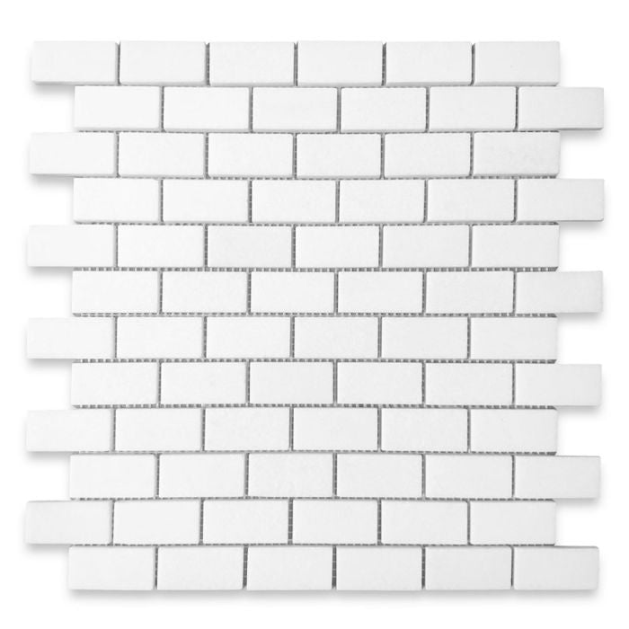 1x2 Thassos White Marble Brick Mosaic Tile - Hey Tiles