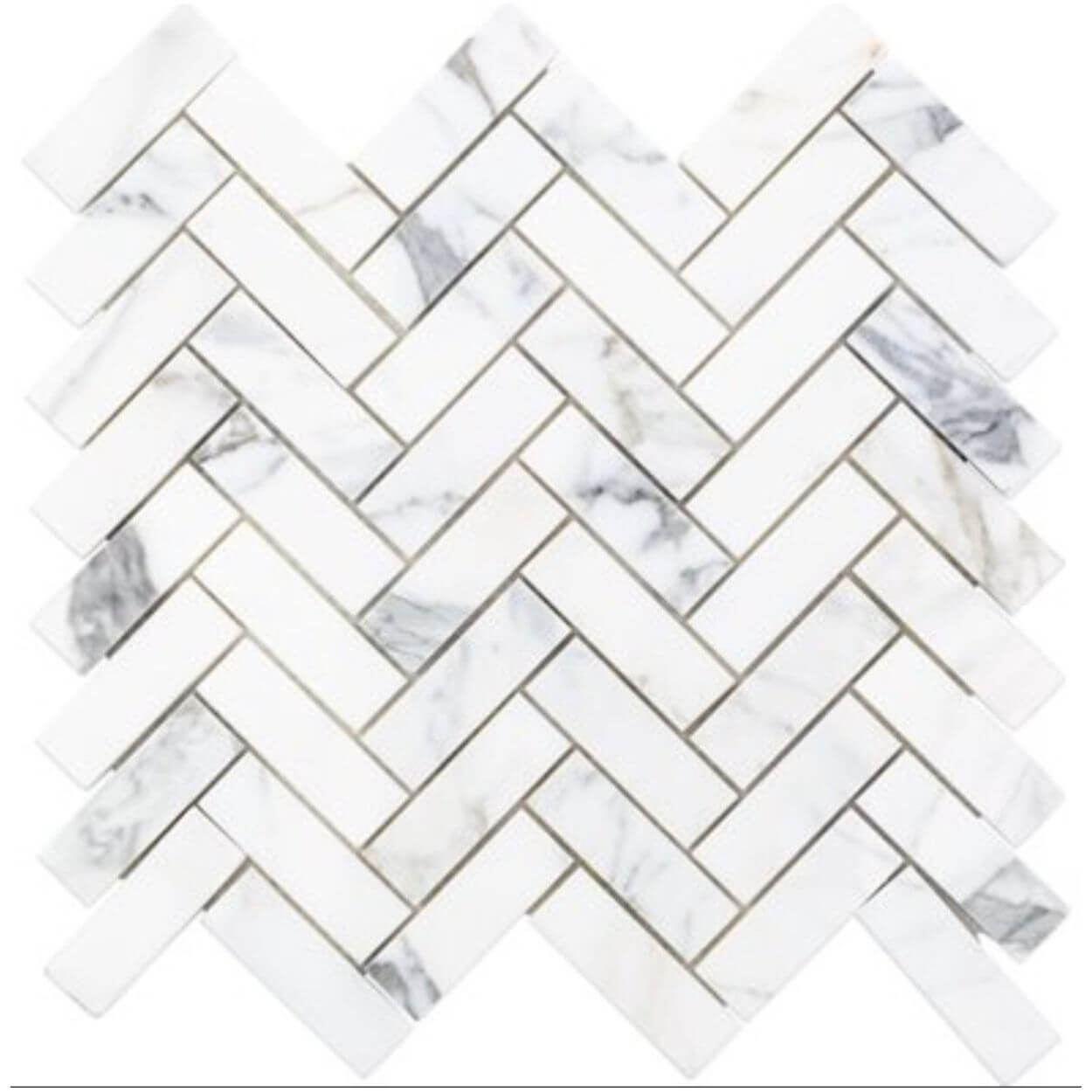 1x3 Calacatta Gold Marble Herringbone Mosaic Tile Polished / Honed - Hey Tiles