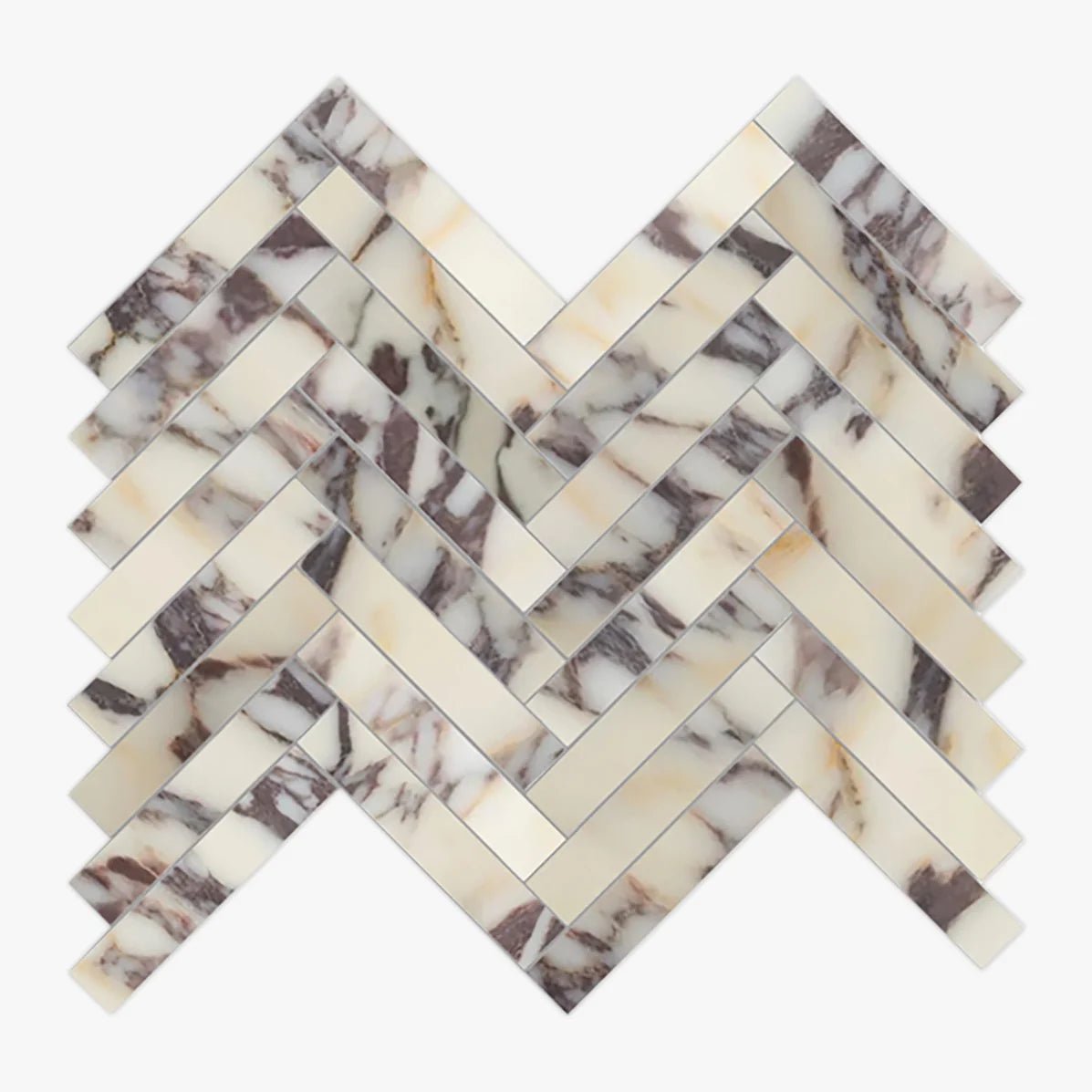 1x4 Calacatta Viola Honed Herringbone Marble Mosaic - Hey Tiles