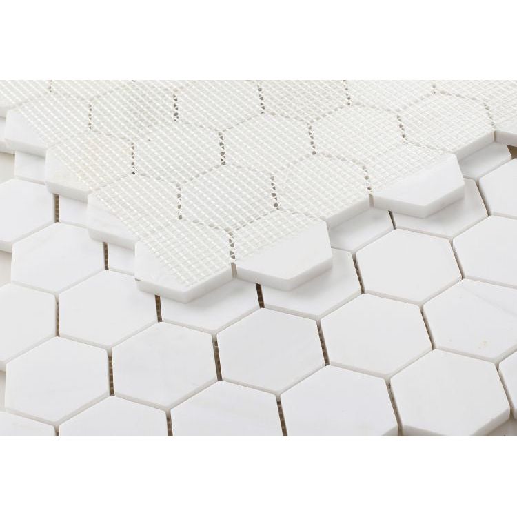 2” Bianco Dolomite Hexagon Mosaic - Hey Tiles