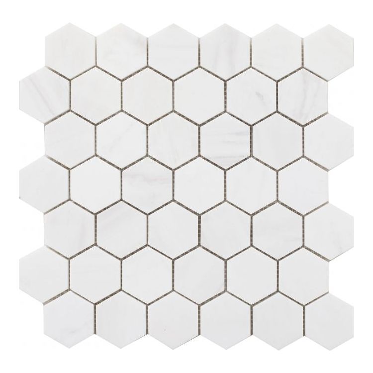 2” Bianco Dolomite Hexagon Mosaic - Hey Tiles