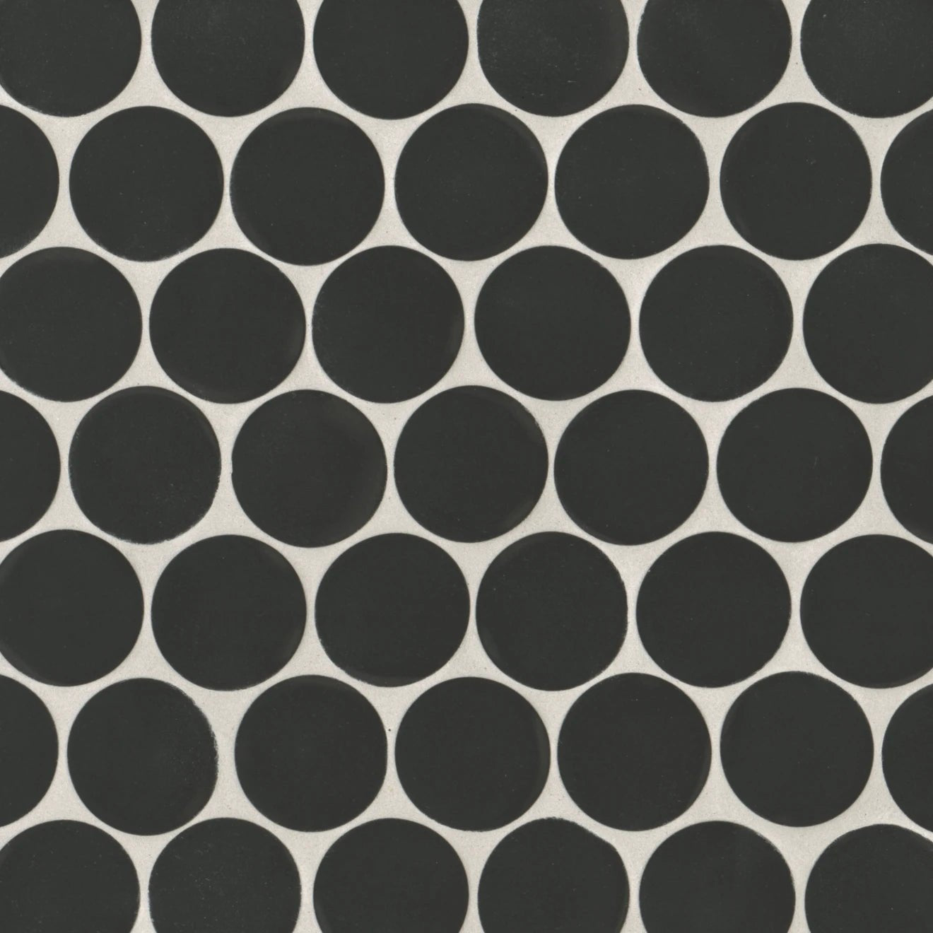 2" Round Porcelain Mosaic Tile in Kuroi Black 10x10 - Hey Tiles