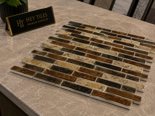 Fujiwa Lombo Series: 1/2" x 3-1/4" Kashmir Porcelain Pencil Mosaic Tile