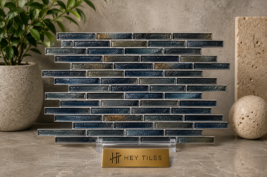 Fujiwa Lombo Series: 1/2" x 3-1/4" Autumn Glossy Metallic Porcelain Pencil Mosaic Tile