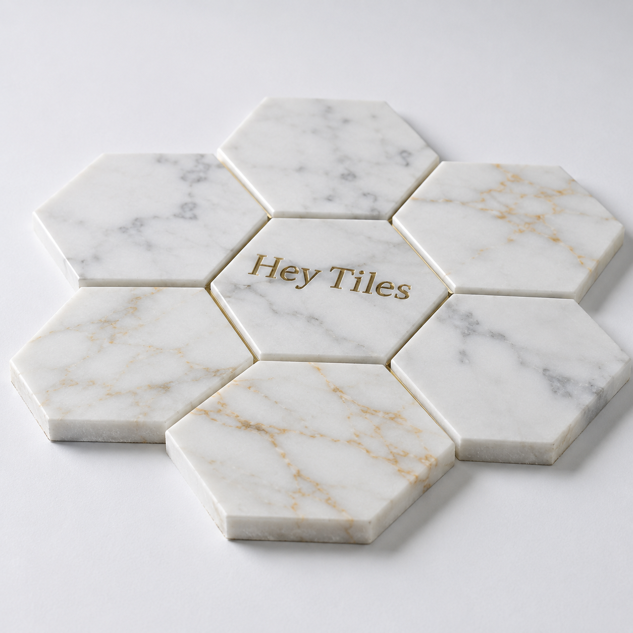 6” Tuscan Calacatta Oro Hexagon Mosaic Tile 3/8
