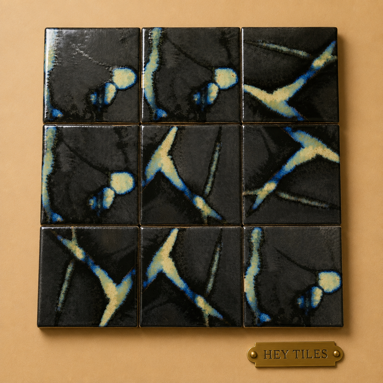 Sora Series: 6" x 6" Black Galaxy Semi-Gloss Porcelain Field Tile