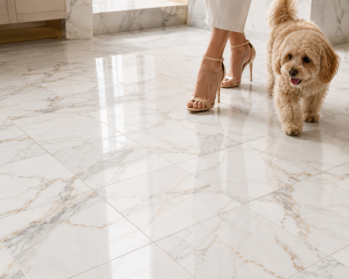 Tuscan Calacatta Gold (Oro): 18" x 18" x 3/8" Authentic Italian Marble Tile