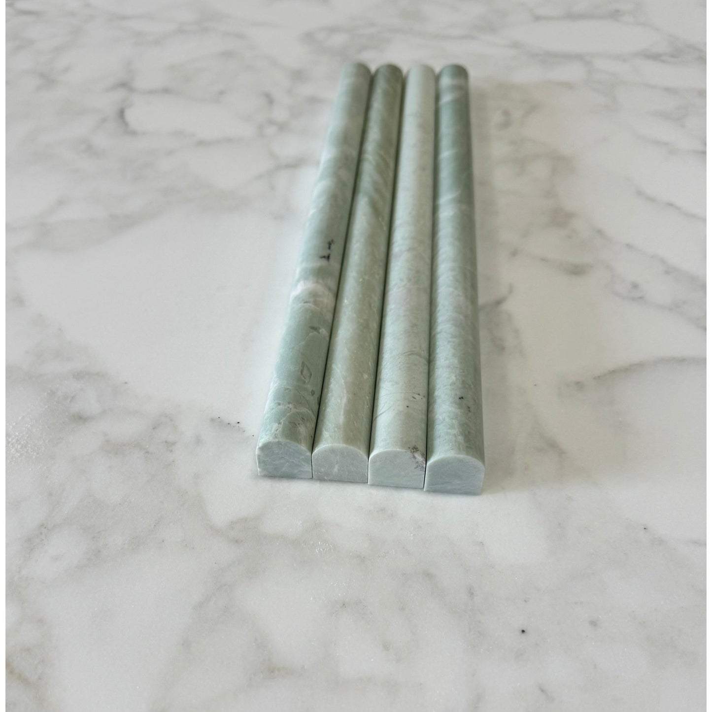 3/4 x 12 Ming Green Bullnose Liner Polished - Hey Tiles