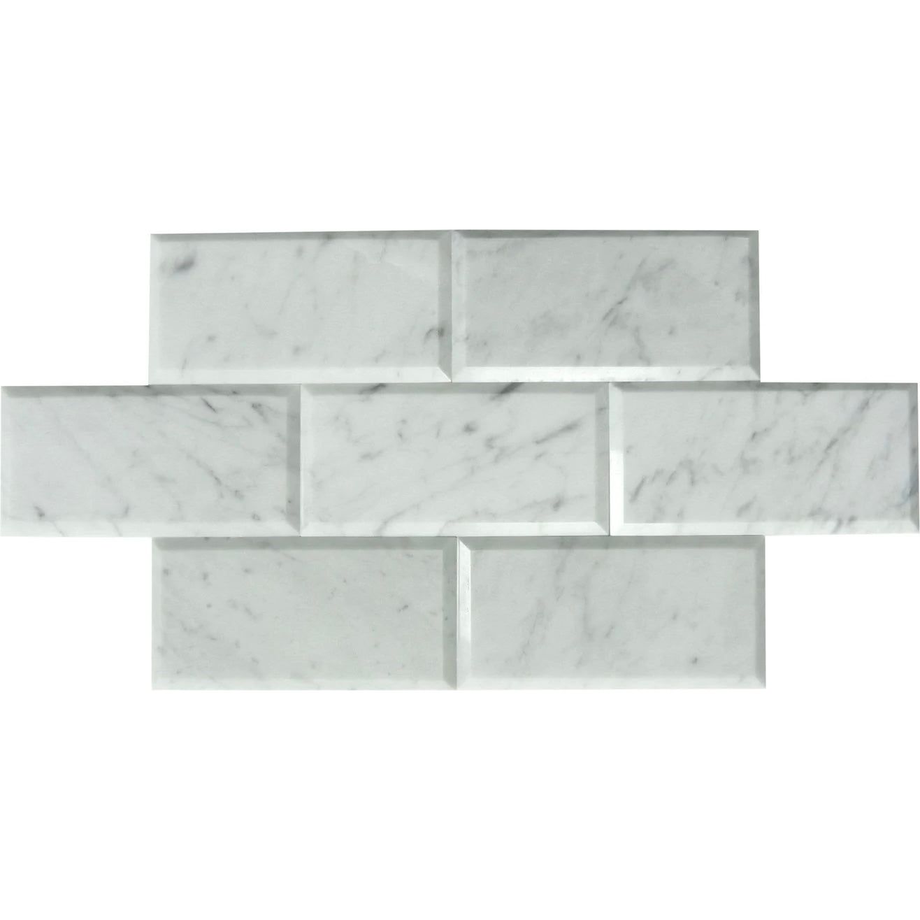 3x6 Carrara White Marble Polished & Deep - beveled Field Tile - Hey Tiles