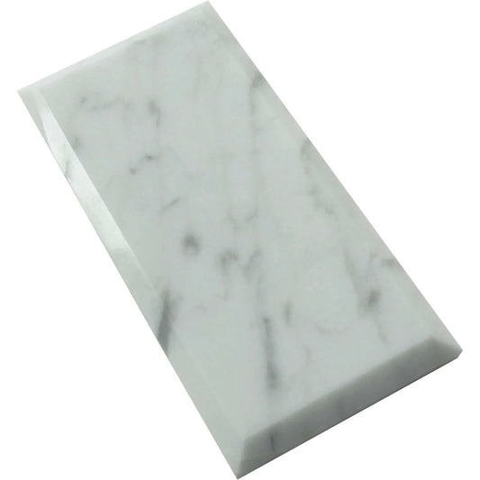 3x6 Carrara White Marble Polished & Deep - beveled Field Tile - Hey Tiles