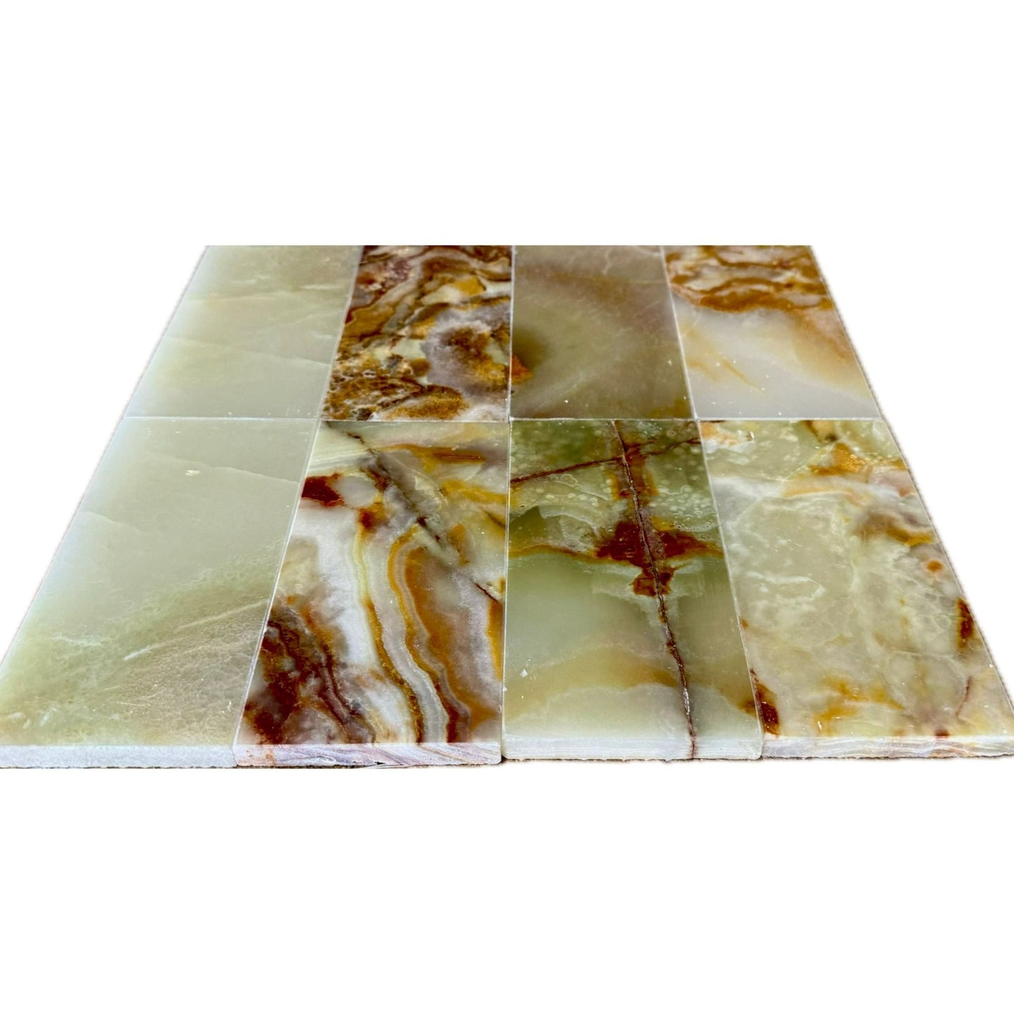 3x6 Green Onyx Polished Subway Tiles - Hey Tiles