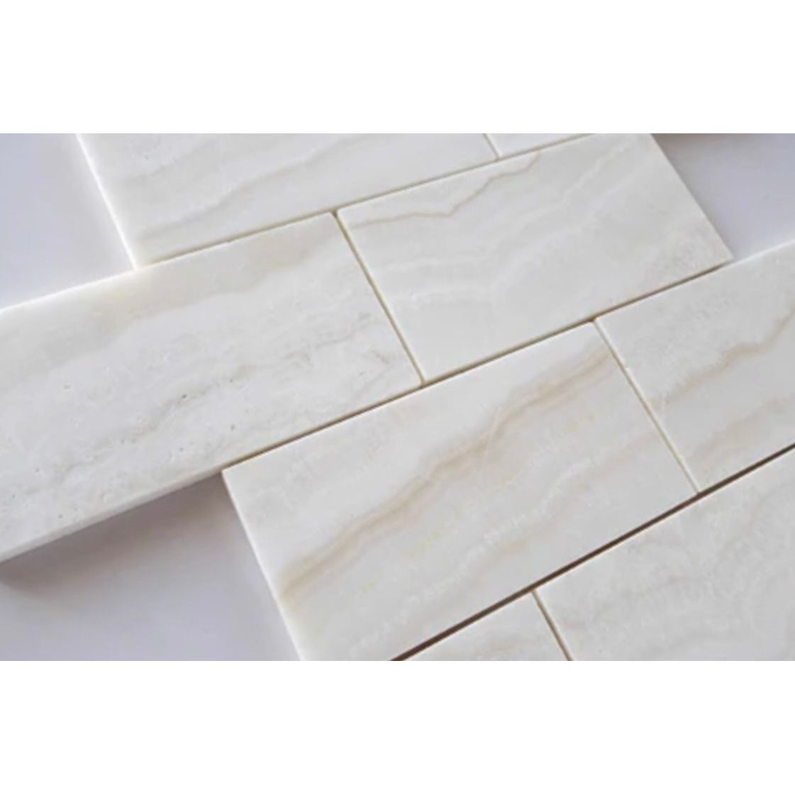 3X6 Vanilla Onyx Subway Brick Tile, Vein - Cut, Polished - Hey Tiles