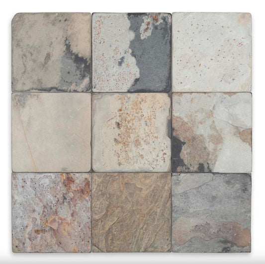 4 x 4 x 3/8 Indian Autumn Slate Tile Tumbled - Hey Tiles