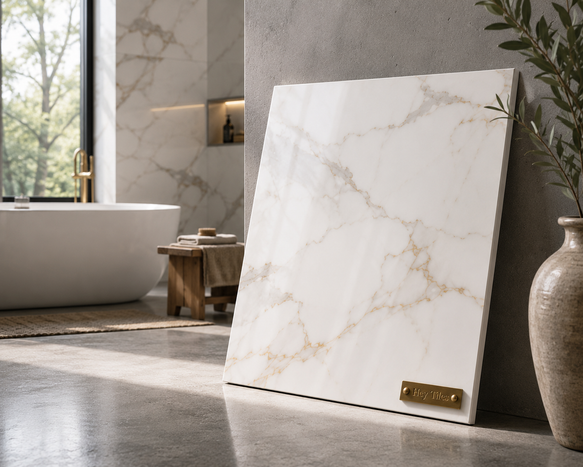 Tuscan Calacatta Gold (Oro): 18" x 18" x 3/8" Authentic Italian Marble Tile