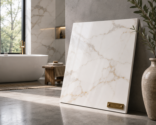 Tuscan Calacatta Gold (Oro): 18" x 18" x 3/8" Authentic Italian Marble Tile