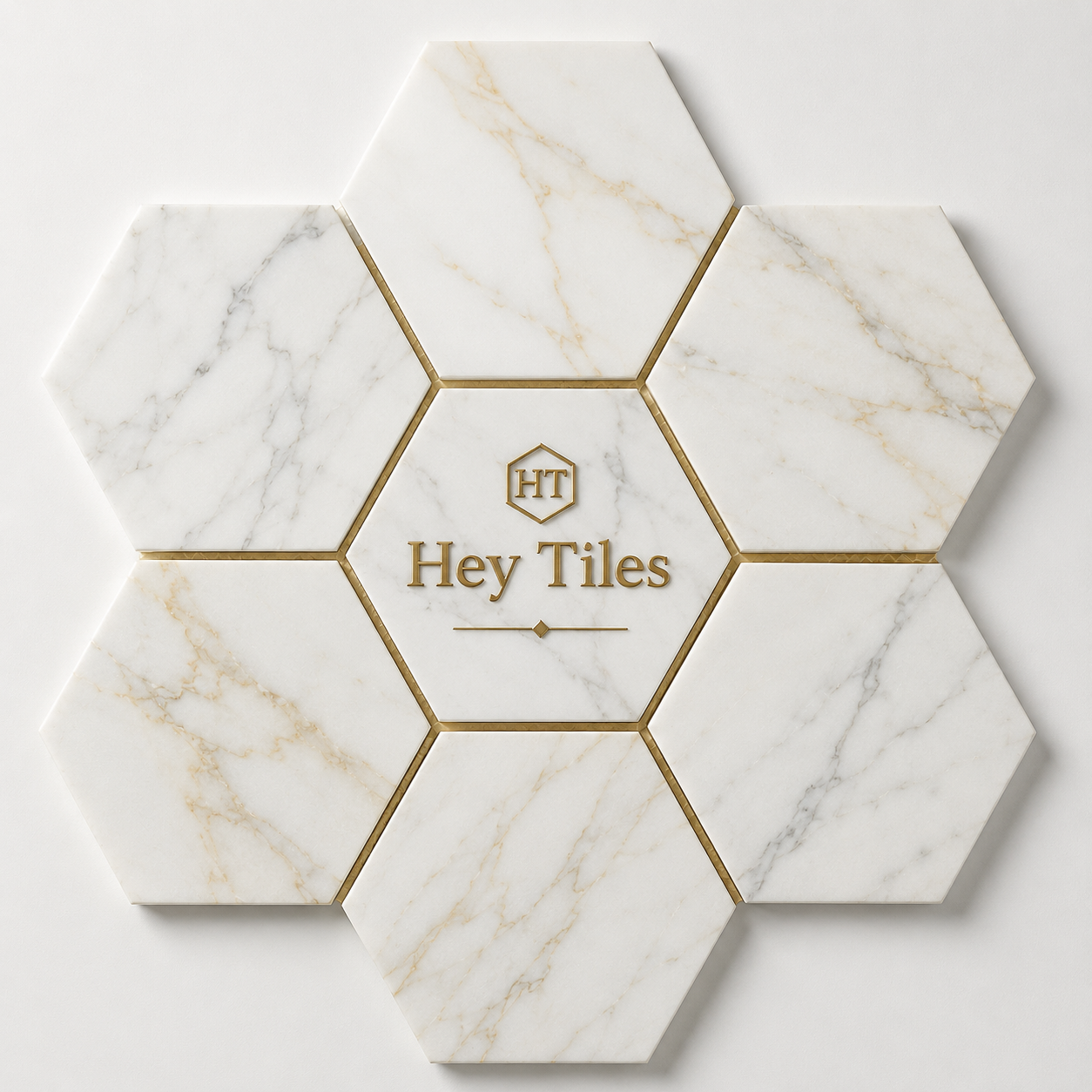 6” Tuscan Calacatta Oro Hexagon Mosaic Tile 3/8