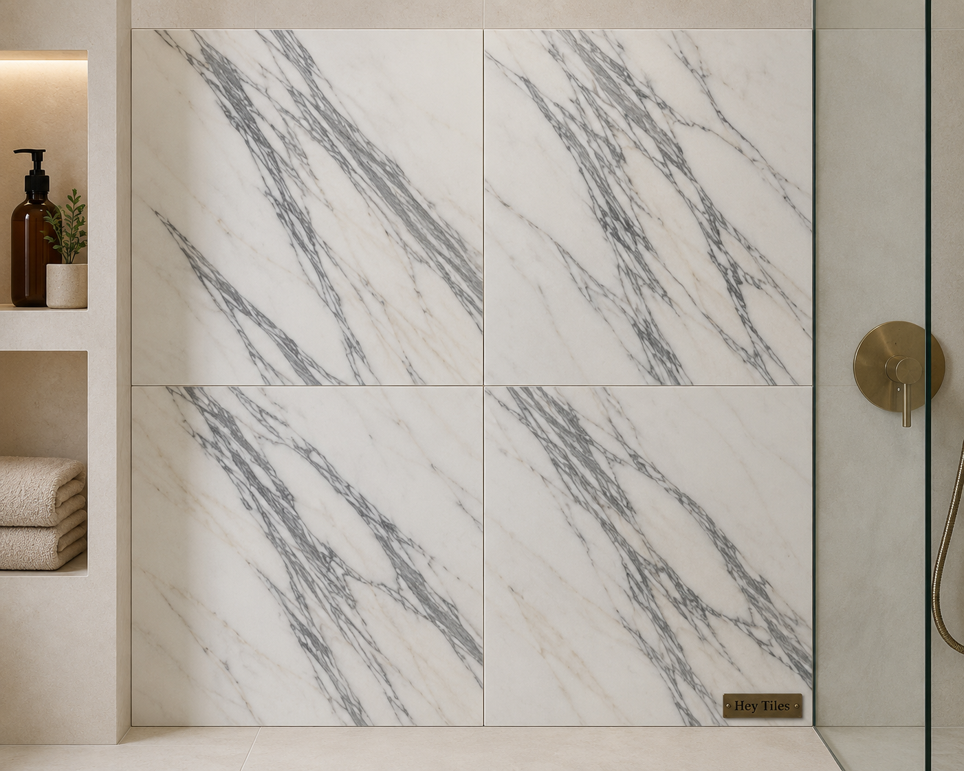 12x12, 3/8 Arabescato Corchia Deluxe Italian Marble Tile