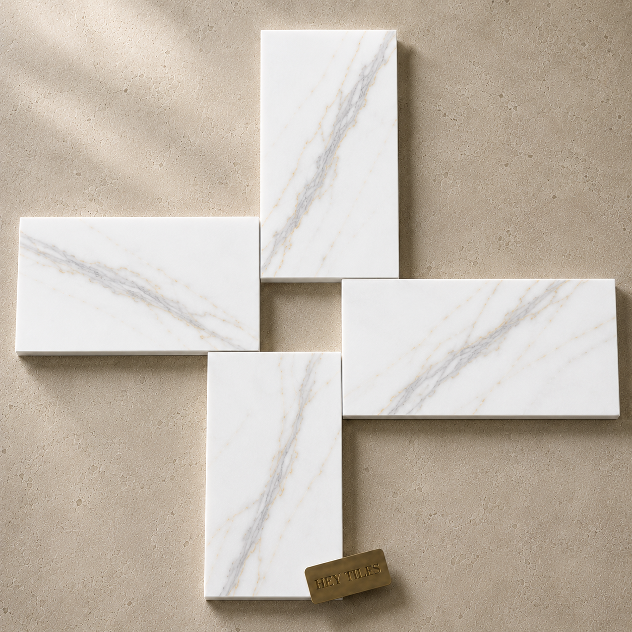 6X12 Tuscan Calacatta Gold Subway Premium Italian Marble Tile