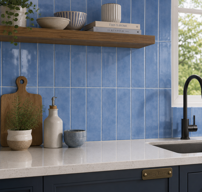 Fujiwa Metro Series: 3" x 6" Lapis Glossy Porcelain Field Tile — product image 3