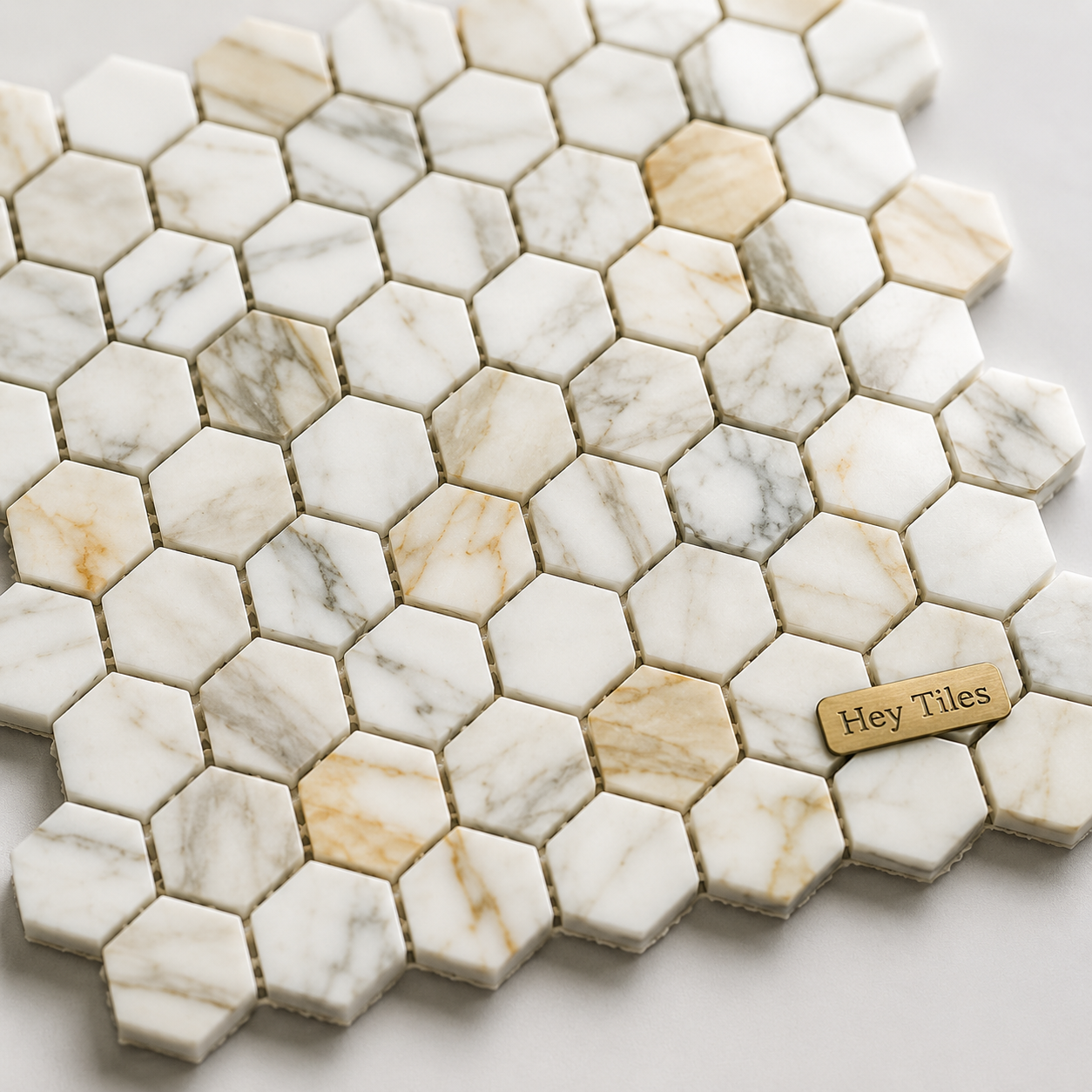 Tuscan  Calacatta Gold 2” Hexagon Polished Mosaic Tile