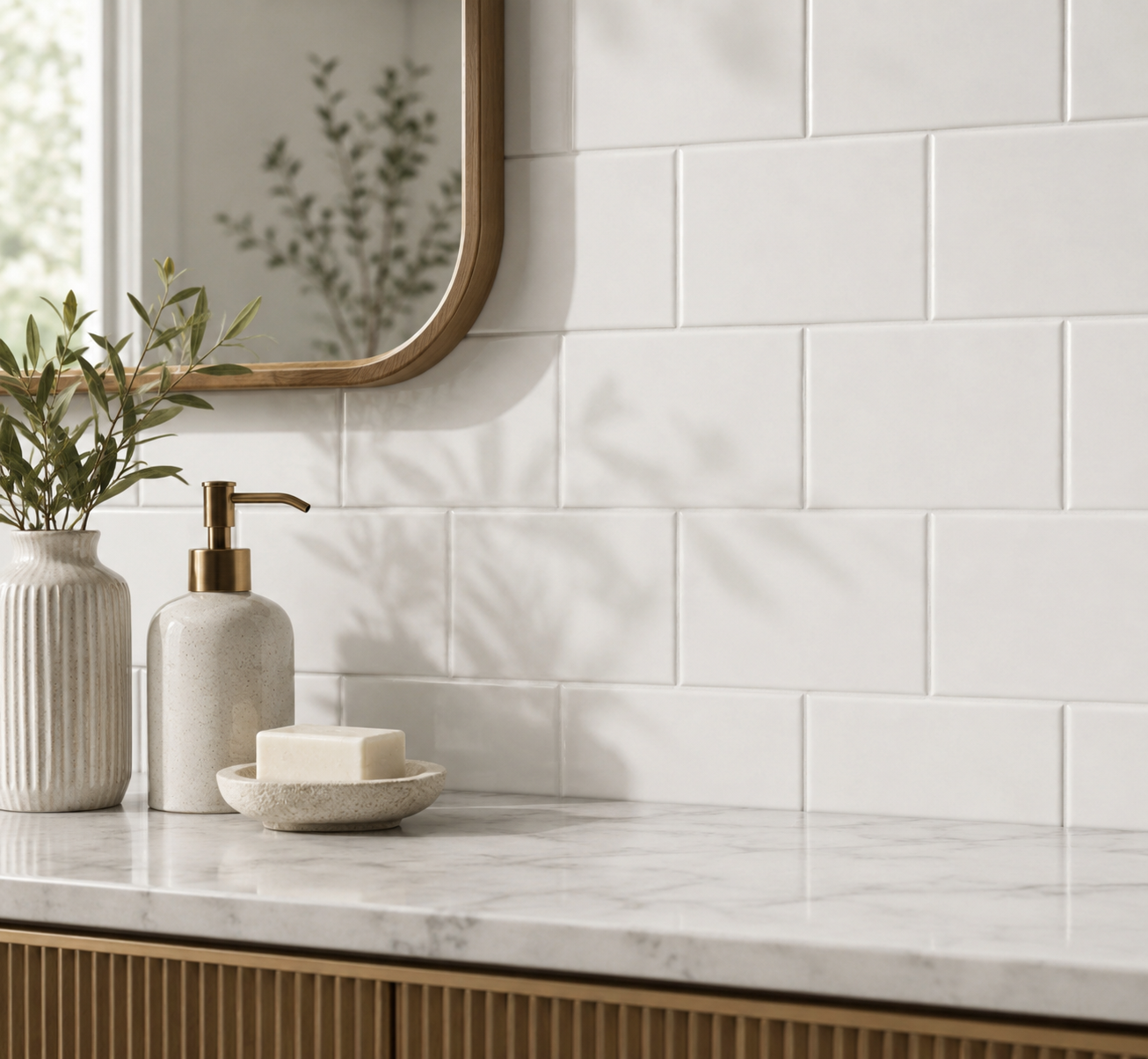 Fujiwa Metro Series: 3" x 6" Atlas White Glossy Porcelain Field Tile