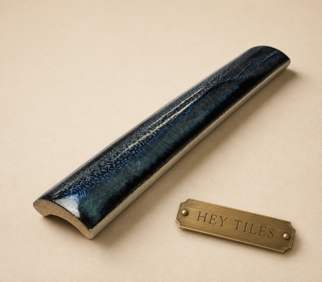Kawa Series: 1" x 6" Smoky Blue Semi-Gloss Porcelain Bead Molding Trim Tile