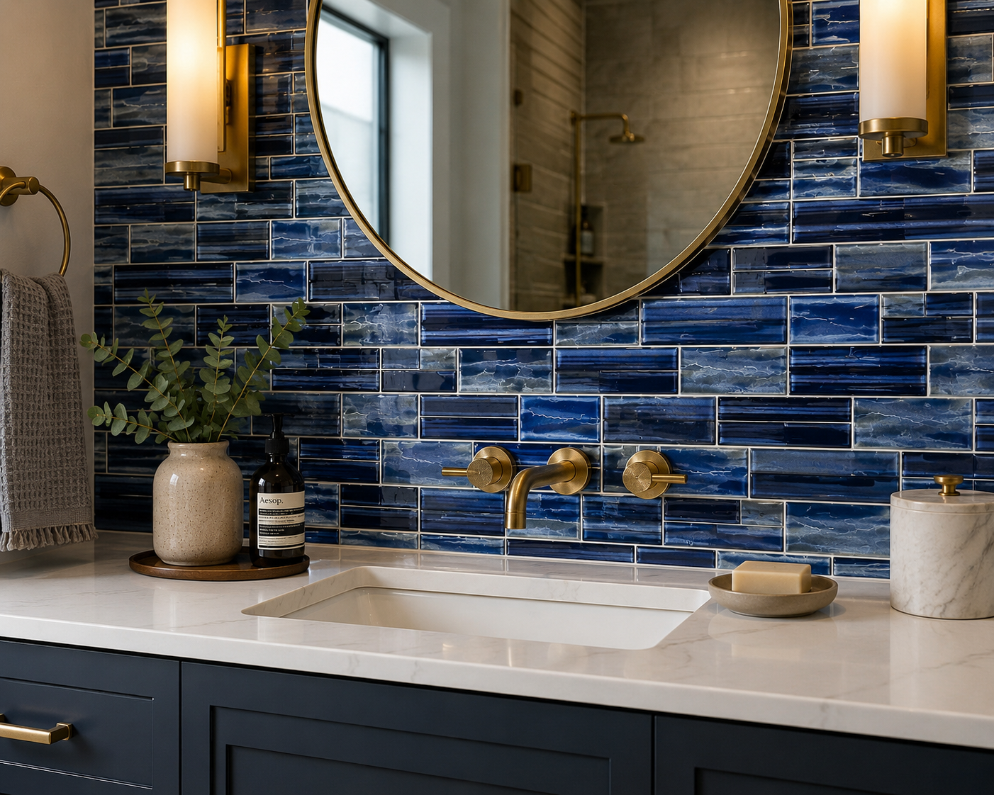 Fujiwa Omega Series: Dark Moon Glossy Porcelain Pool Tile