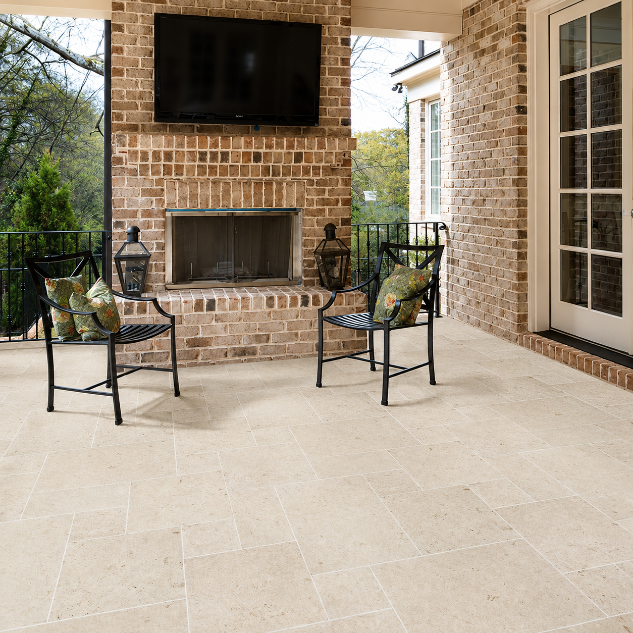Mayra White 24" x 24" x 3cm Tumbled Limestone Paver