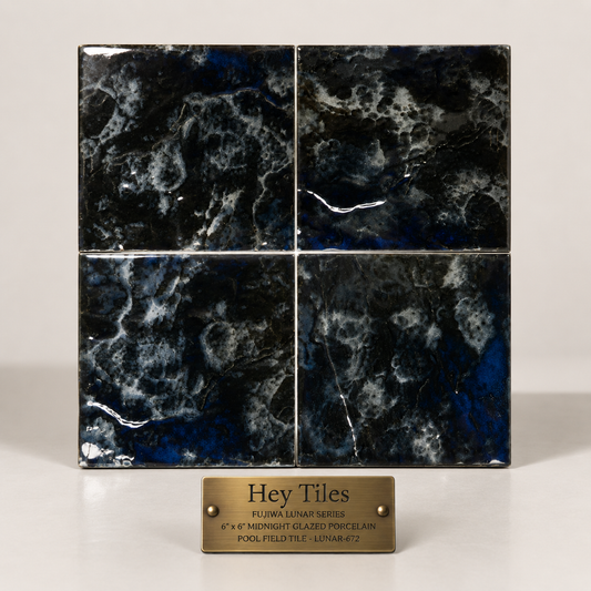 Fujiwa Lunar Series: 6" x 6" Midnight Glazed Porcelain Pool Field Tile