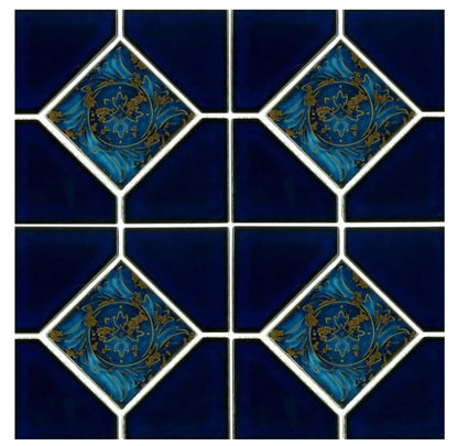 6x6 Royal Blue Fujiwa Tile Ambon Deco Series - Hey Tiles