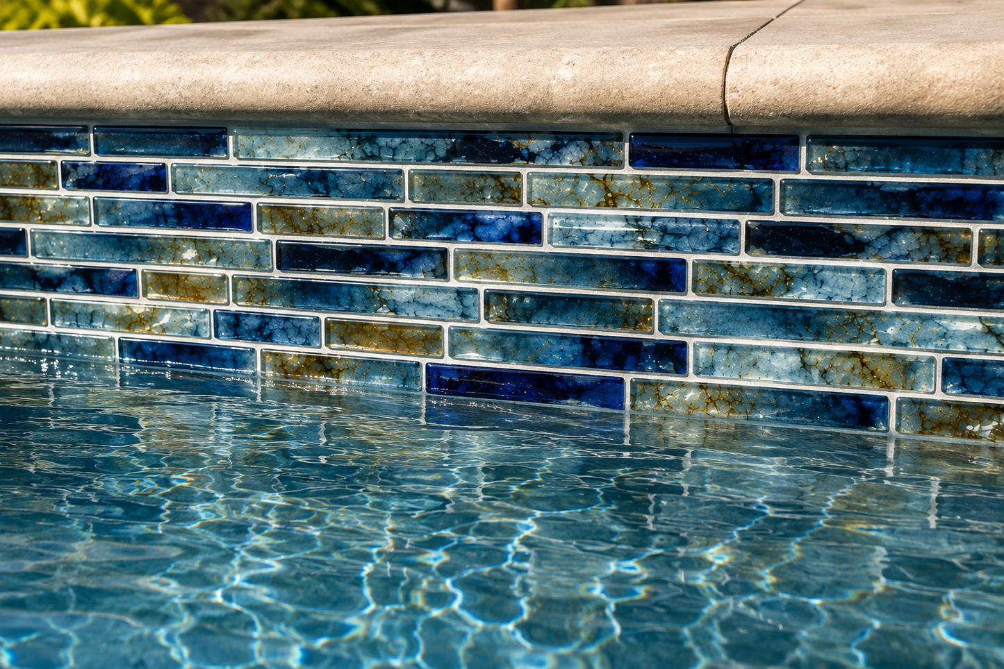 Fujiwa Pilos Series: Autumn Blue Glazed Porcelain Random Block Mosaic Tile