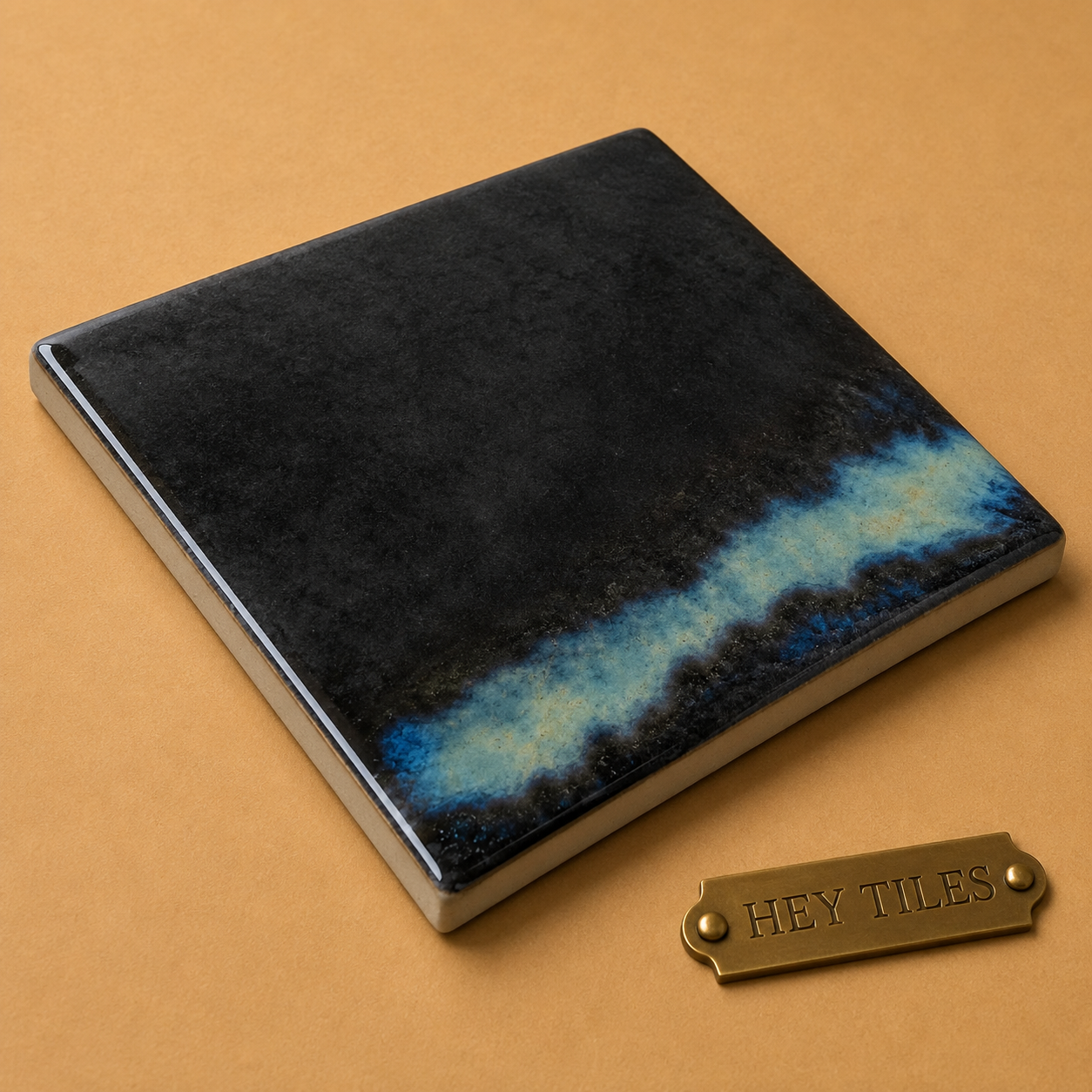 Sora Series: 6" x 6" Black Galaxy Semi-Gloss Porcelain Field Tile