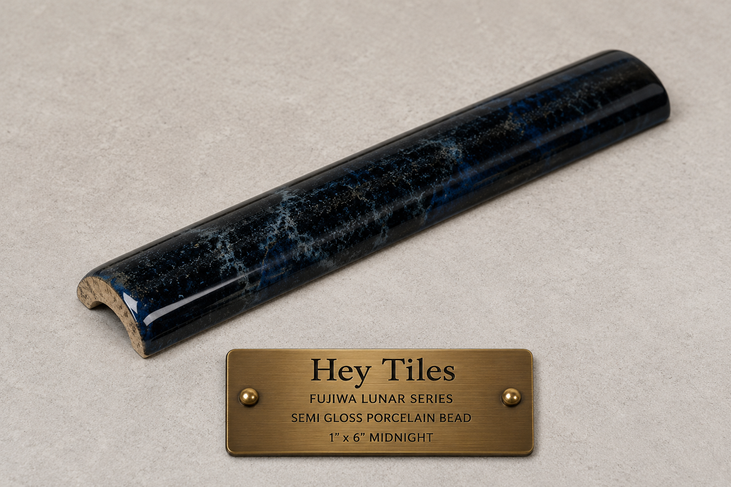 1" x 6" Lunar Series Midnight Glazed Porcelain Bead Molding Trim Tile