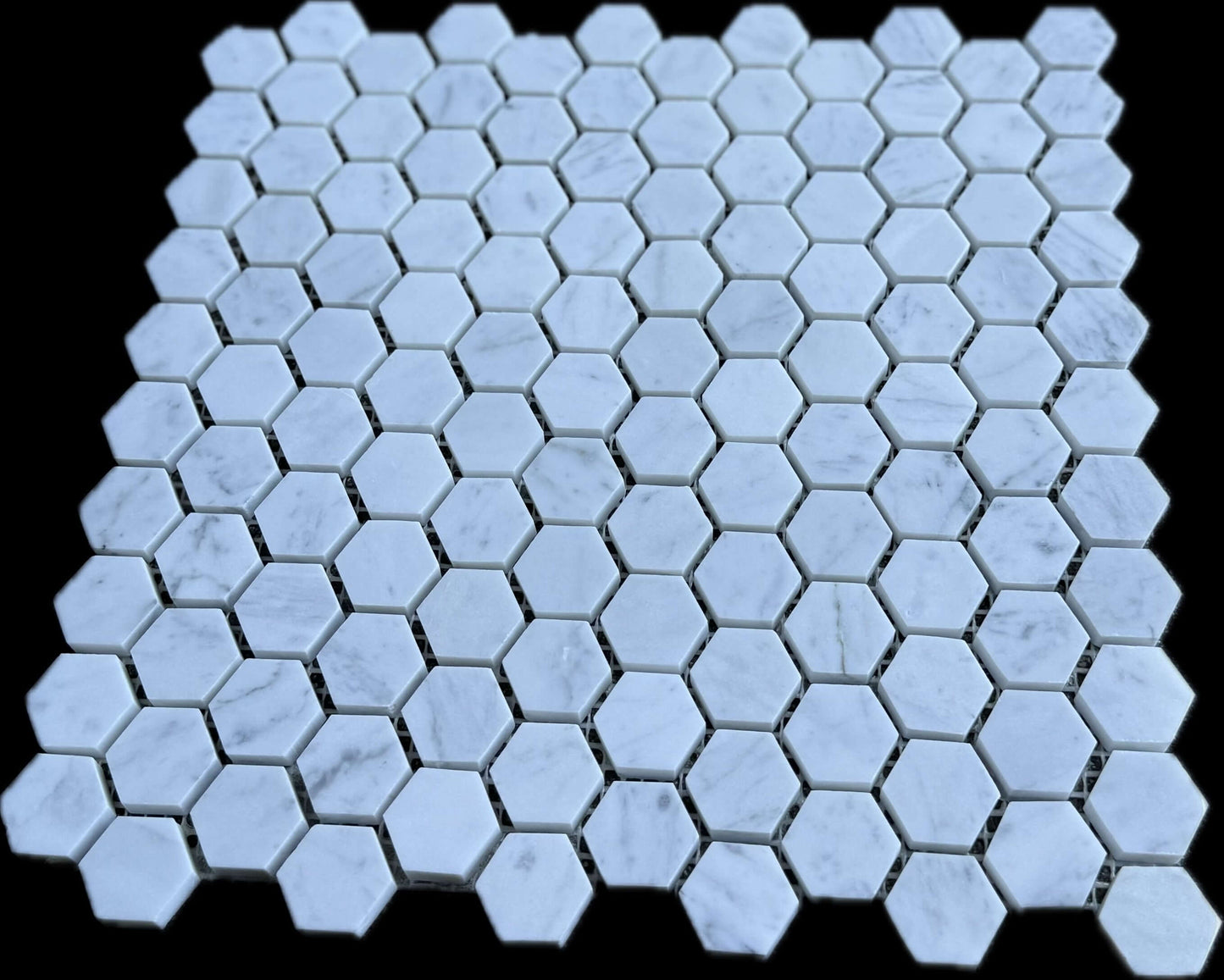 Carrara White Marble 1" Hexagon Mosaic