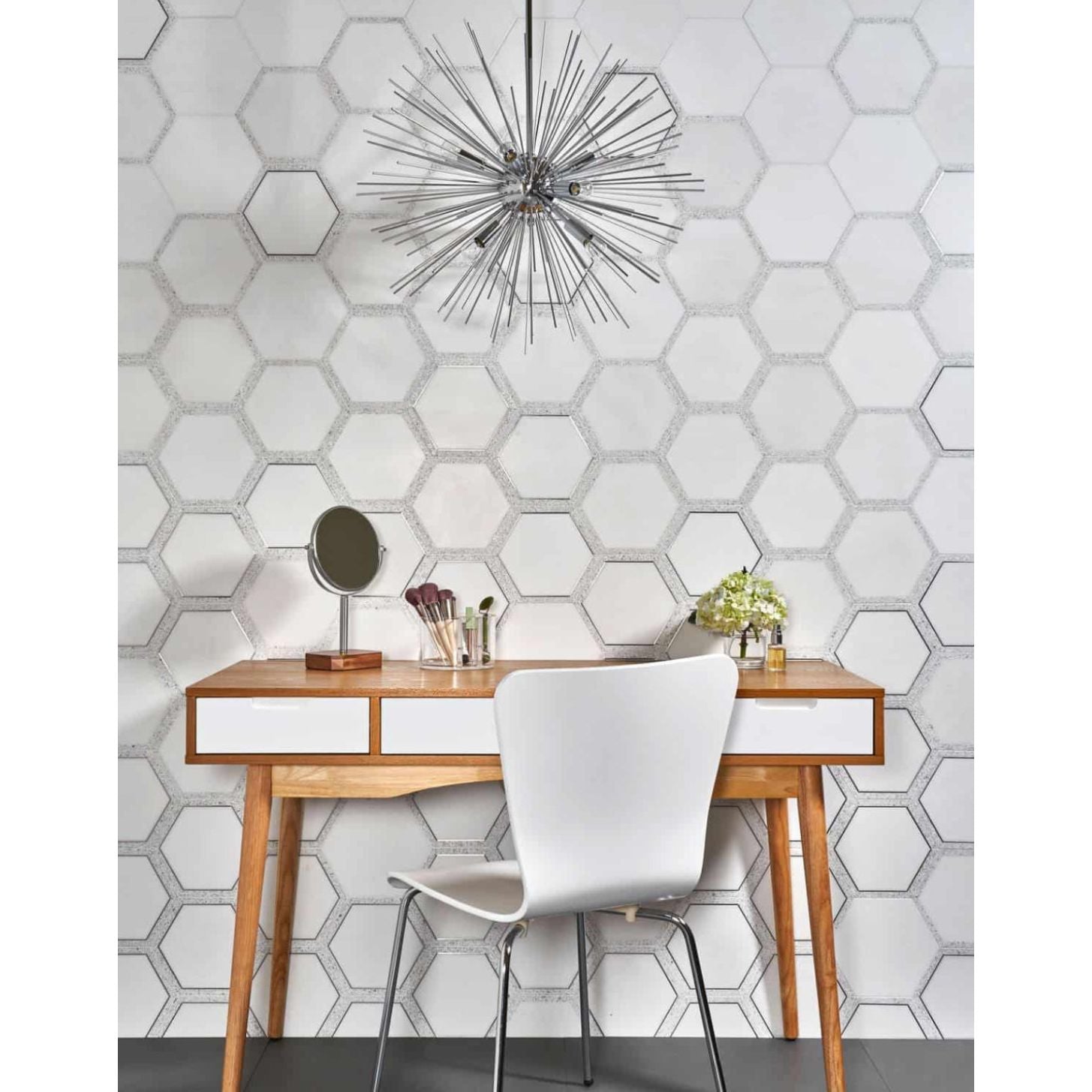 8" Thassos White Hexagon Tile - Hey Tiles