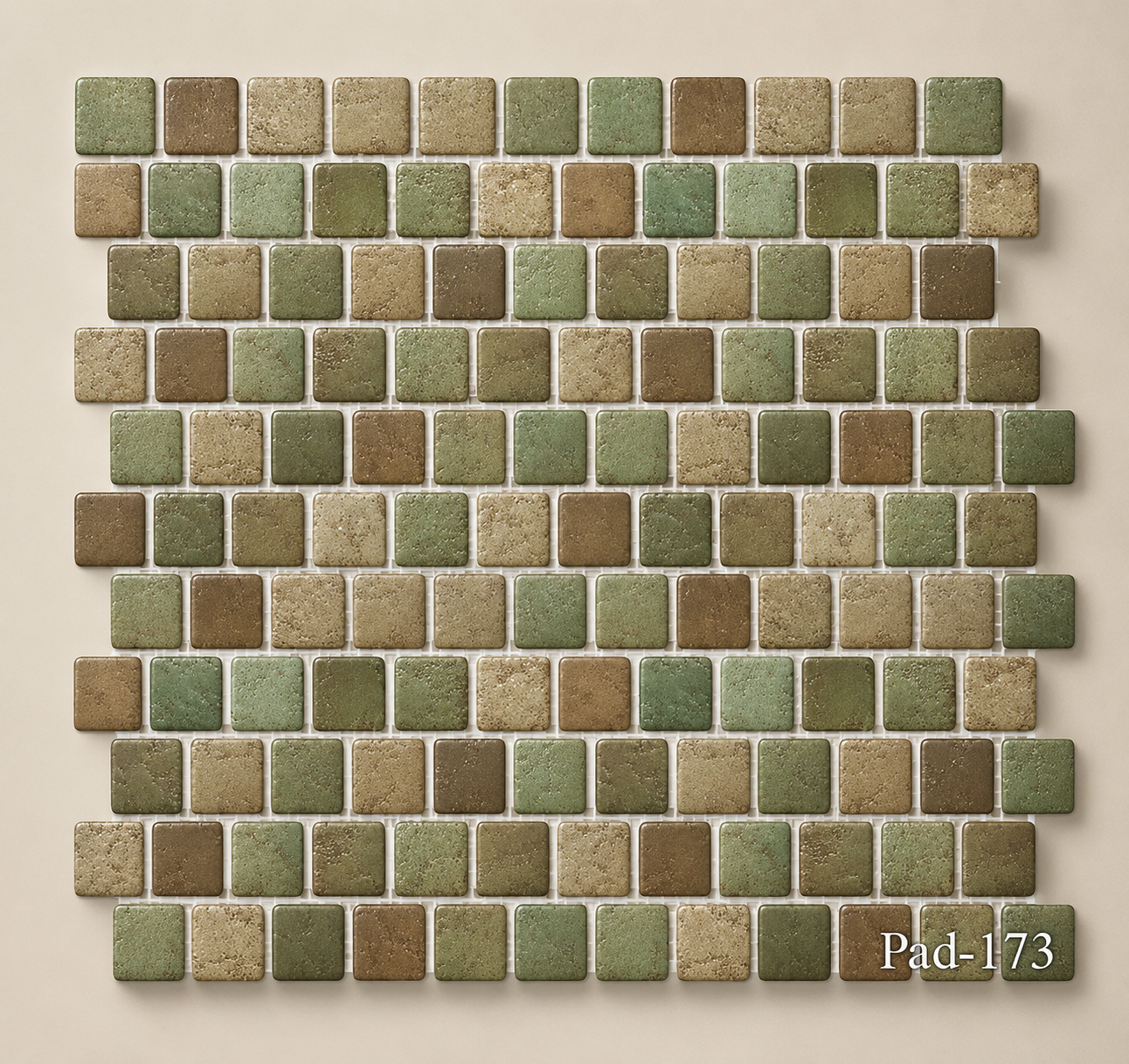 Fujiwa Pavo Series: 1" x 1" Moss Green Porcelain Mosaic Pool Tile