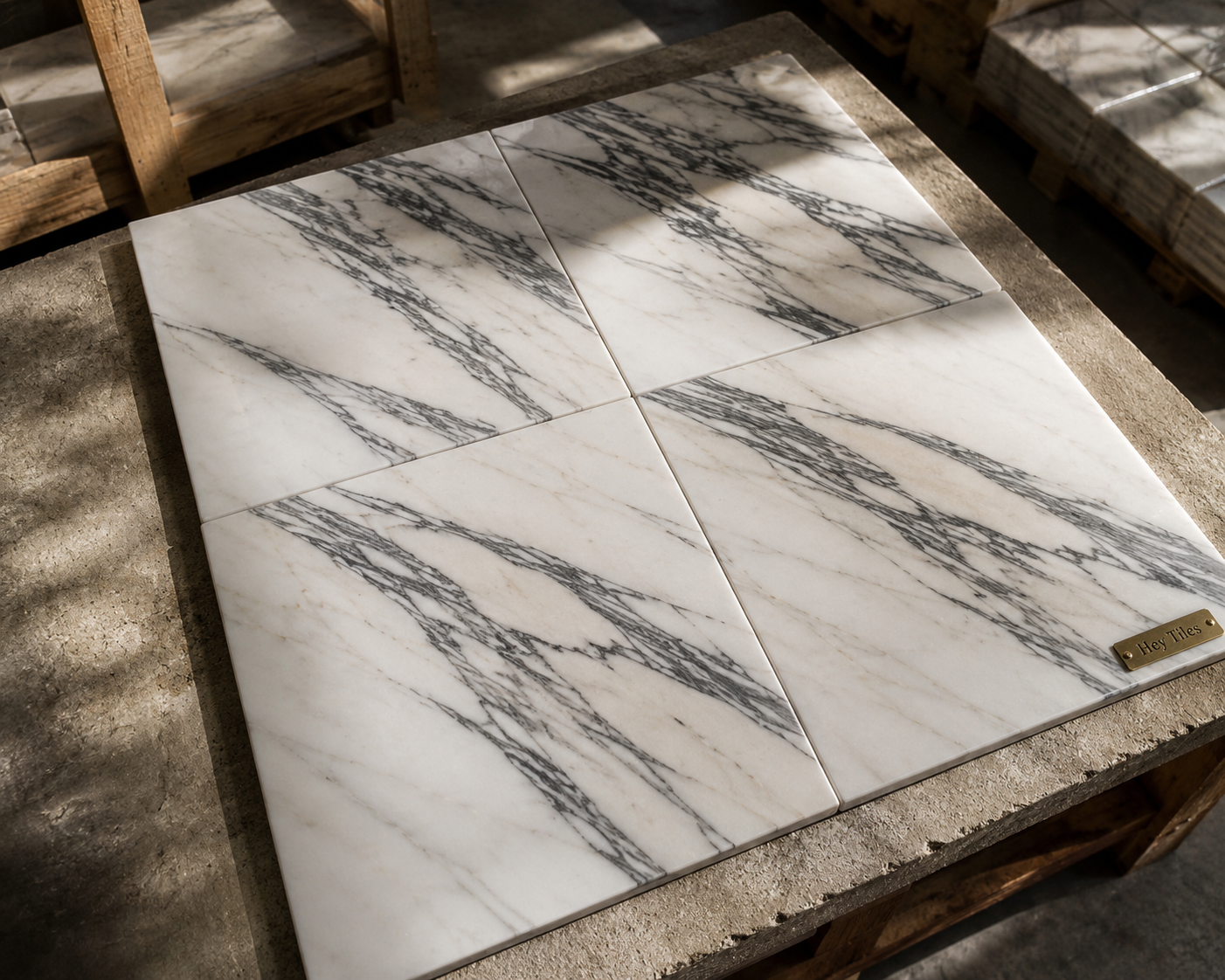 12x12, 3/8 Arabescato Corchia Deluxe Italian Marble Tile