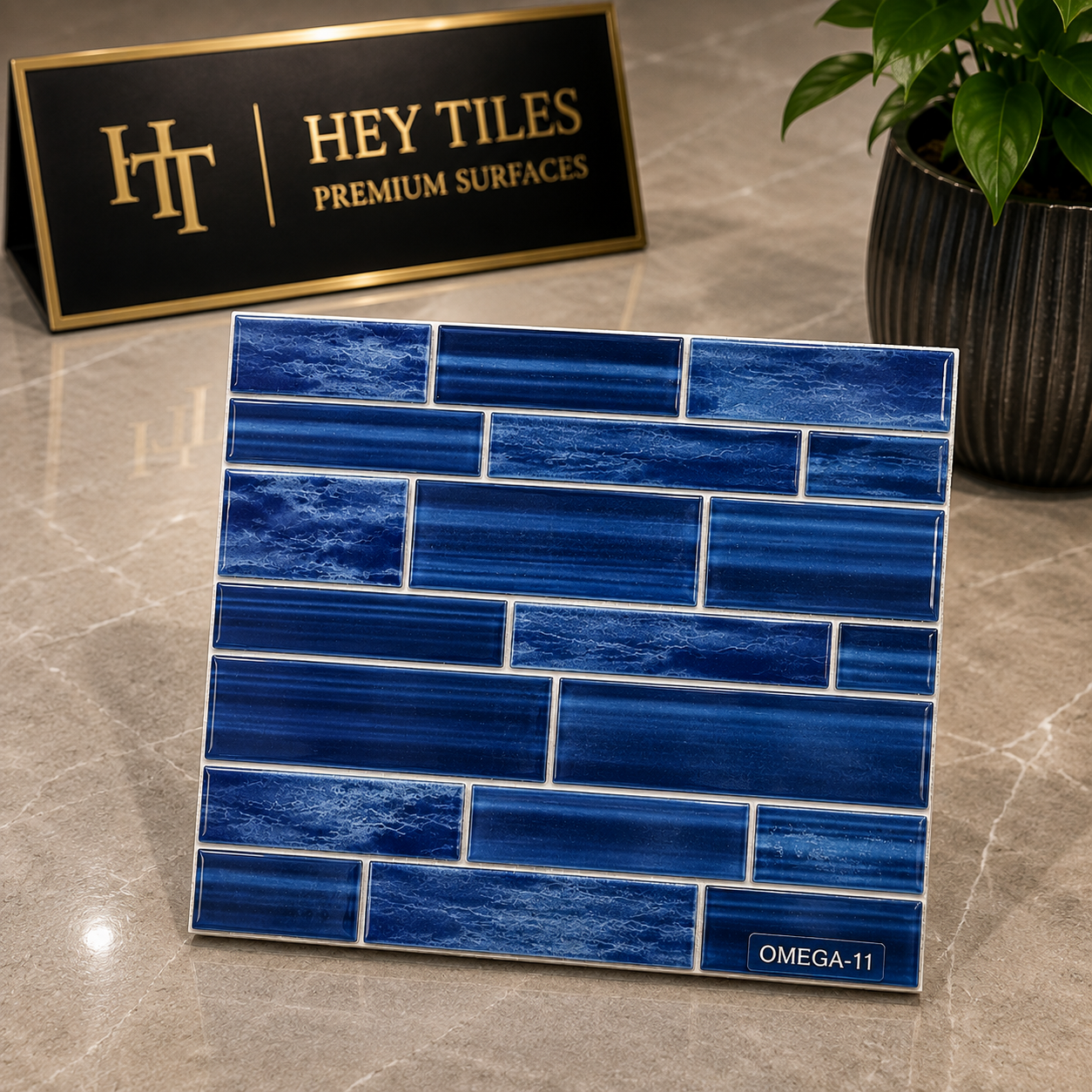 Fujiwa Omega Series: Blue Horizon Glossy Porcelain Pool Tile