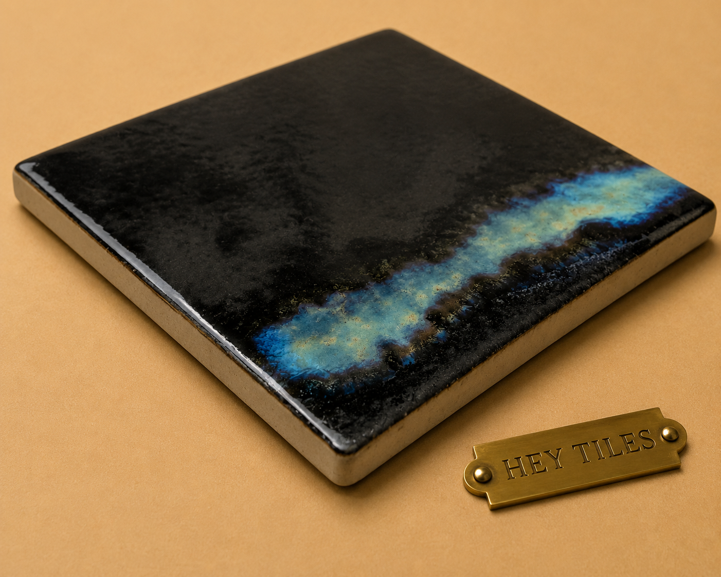 Sora Series: 6" x 6" Black Galaxy Semi-Gloss Porcelain Field Tile