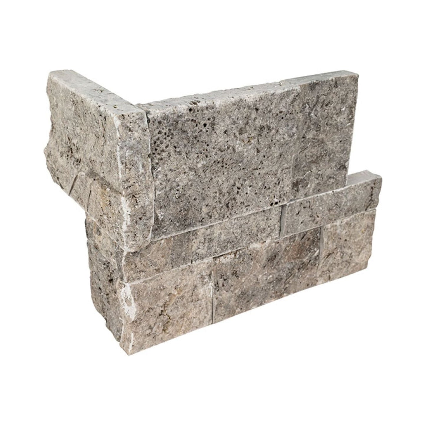 9x12x6 XL Silver Travertine Corner L Panel - Hey Tiles