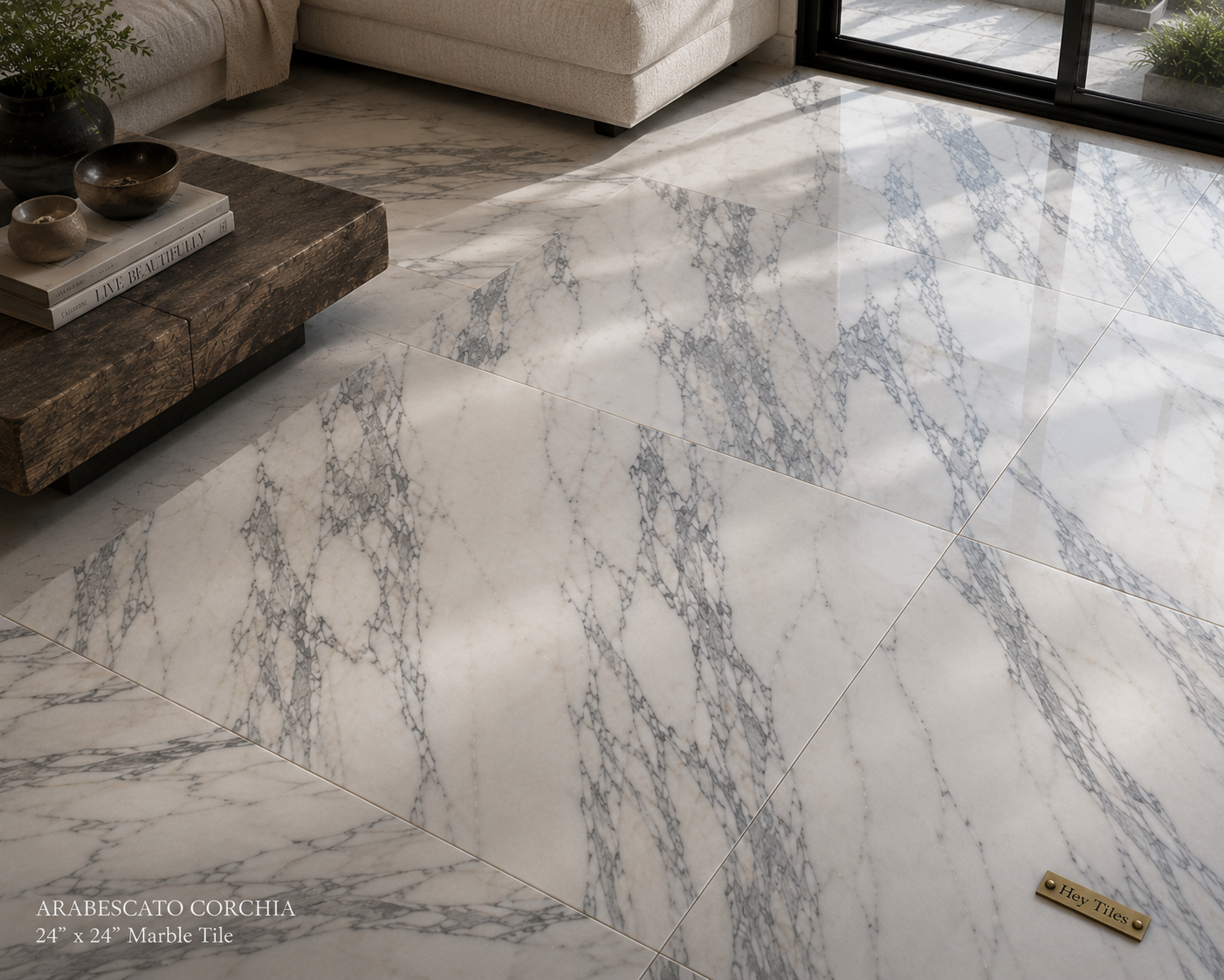 24x24 Arabescato Polished Deluxe Italian Marble