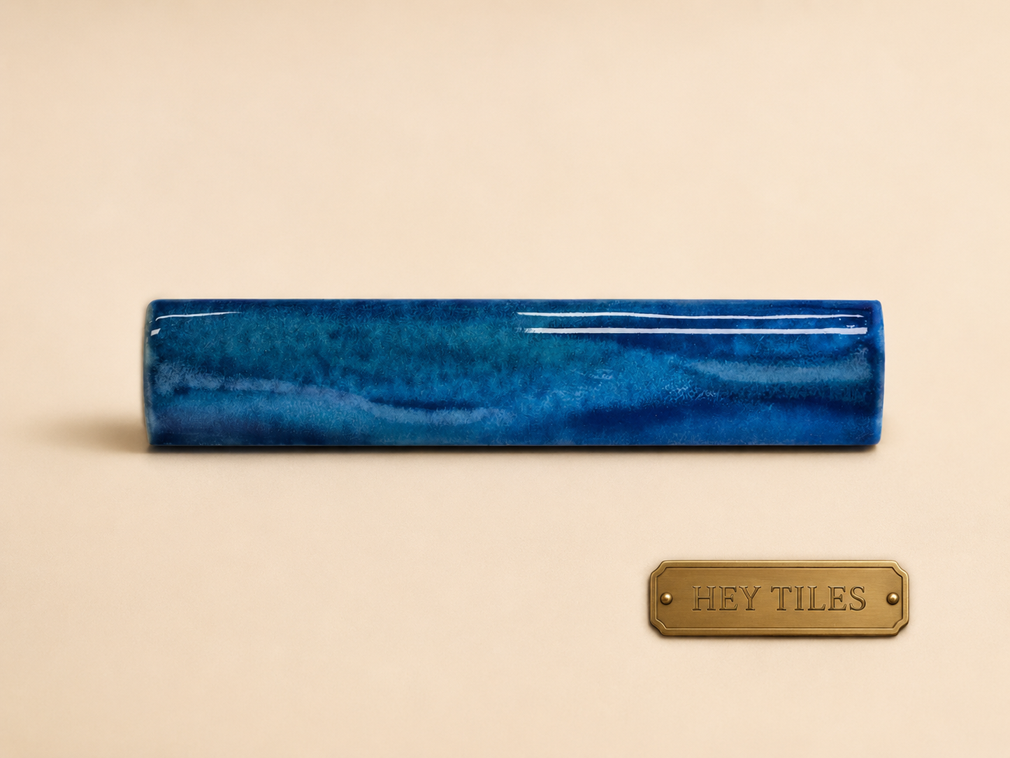 Kawa Series: 1" x 6" Aqua Blue Semi-Gloss Porcelain Bead Molding Trim Tile