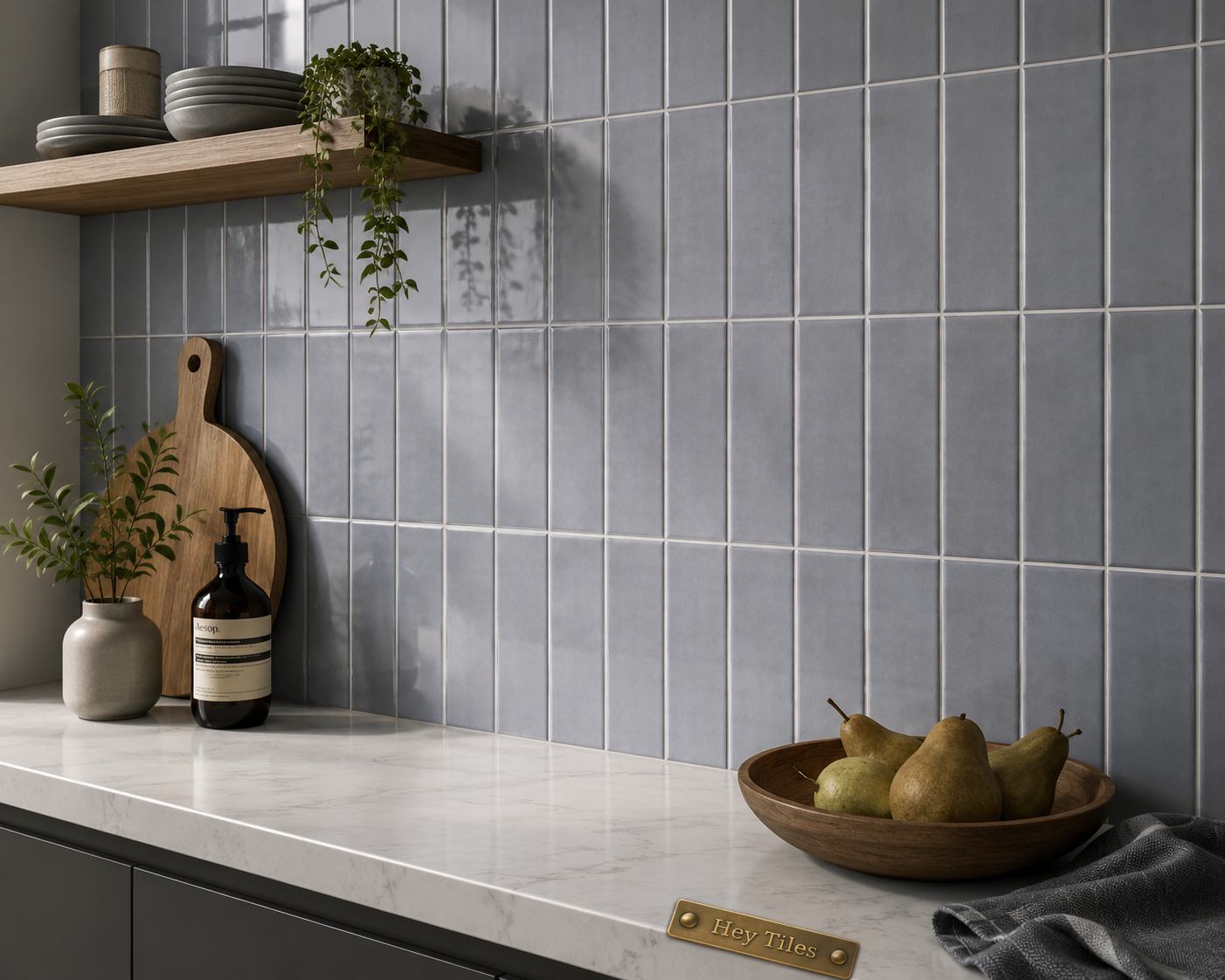 Fujiwa Metro Series: 3" x 6" Shadow Grey Glossy Porcelain Field Tile