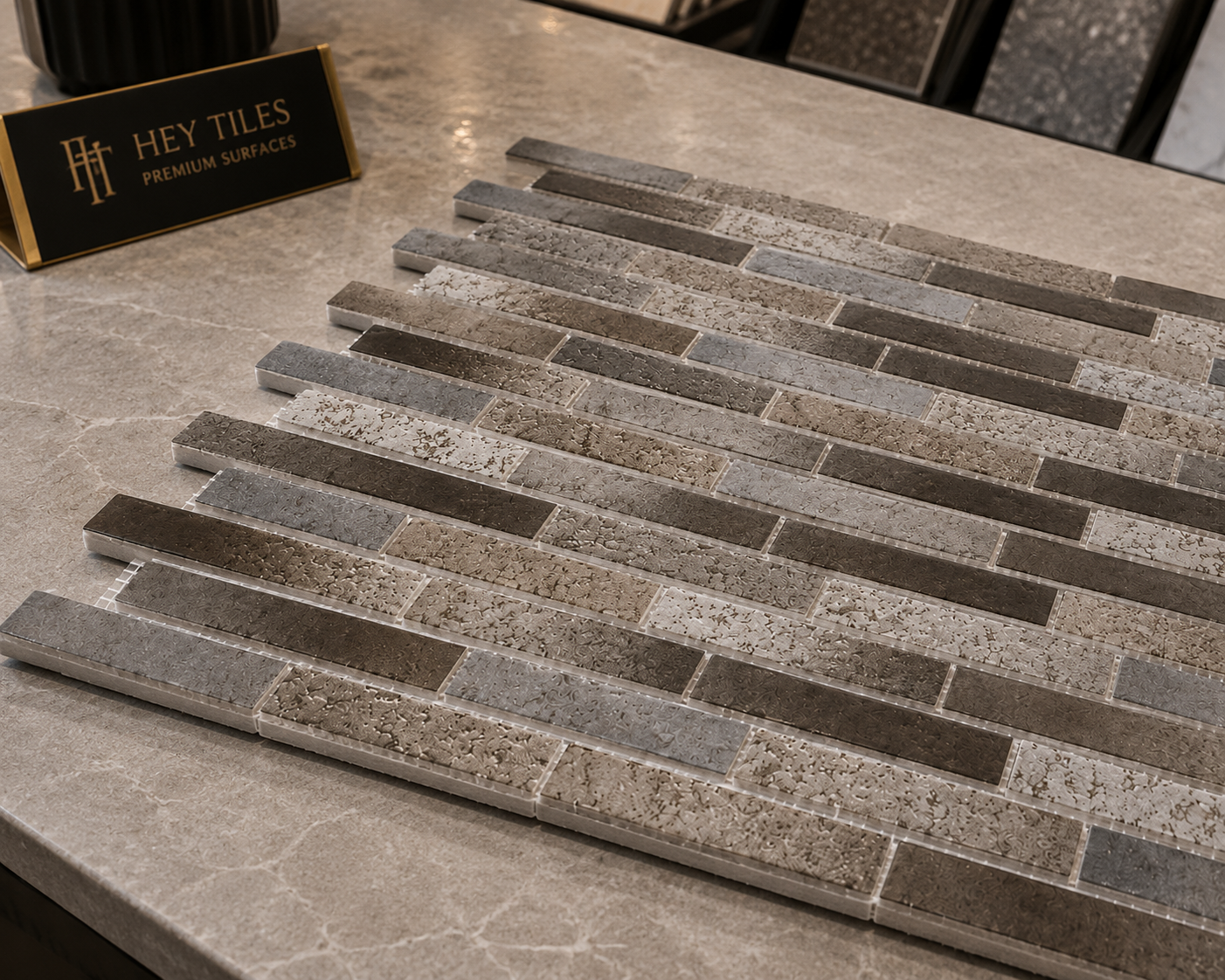 Fujiwa Lombo Series: 1/2" x 3-1/4" Grey Matte Porcelain Pencil Mosaic Tile