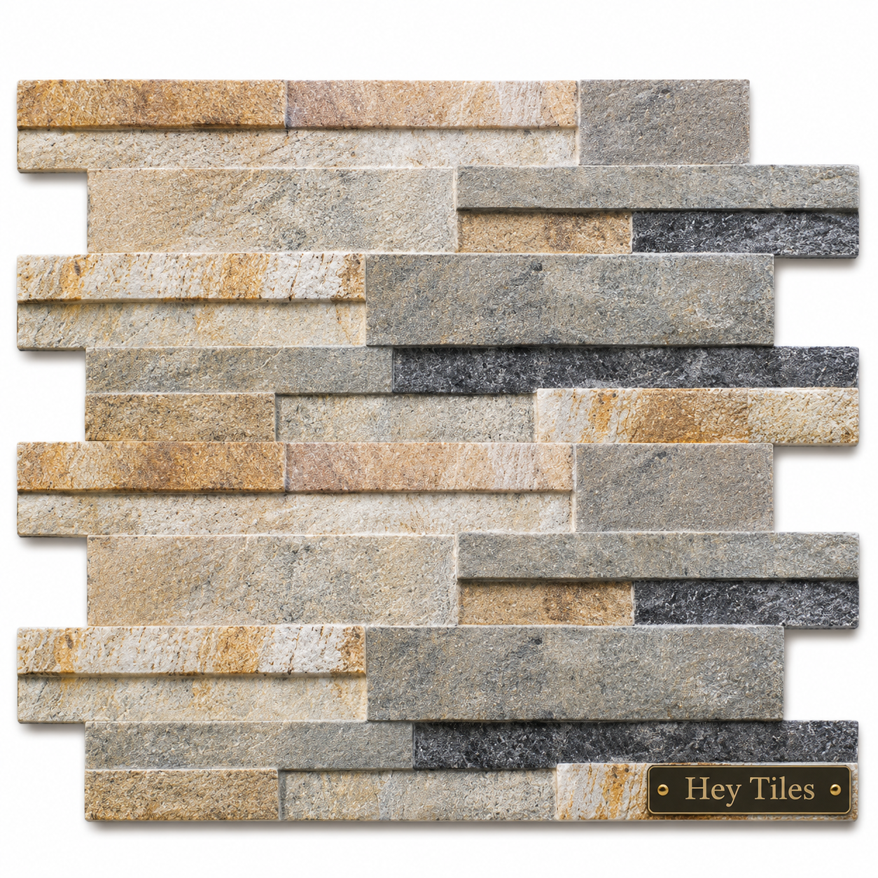 Fujiwa Quarzo Series: 6-1/4" x 16" Gold Porcelain Stacked Ledger Tile