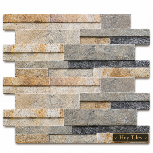 Fujiwa Quarzo Series: 6-1/4" x 16" Gold Porcelain Stacked Ledger Tile