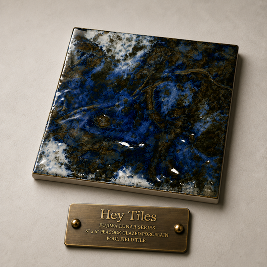 Fujiwa Lunar Series: 6" x 6" Peacock Glazed Porcelain Pool Field Tile